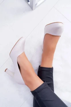 Buty Sergio Leone Czółenka Na Słupku|Czółenka Klasyczne*Czółenka damskie Sergio Leone Beżowe Perłowe Orsola