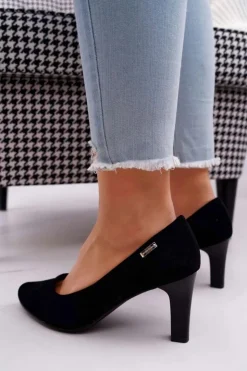 Online Buty Sergio Leone Czółenka damskie Sergio Leone Czarne Zamszowe Orsola