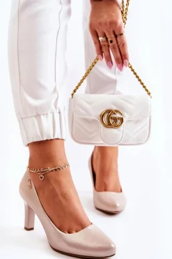 Damskie Buty Sergio Leone Czółenka Damskie Sergio Leone Złote Błyszczące Orsola