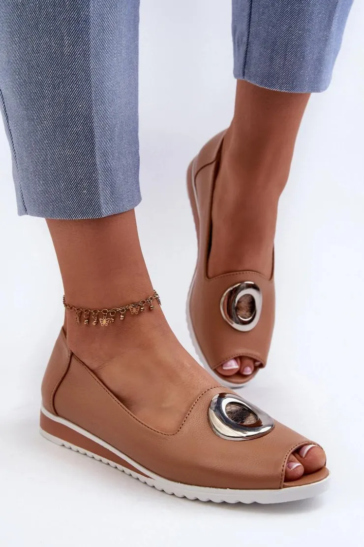 Boto Czółenka Na Platformie|Czółenka Klasyczne*Czółenka Damskie Z Ozdobą Eko Skórzane Ciemnobeżowe Biolita Beżowy