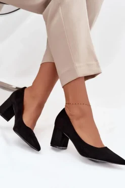 Damskie Boto Czółenka Damskie Ze Szpiczastymi Noskami Na Słupku Czarne Pavira