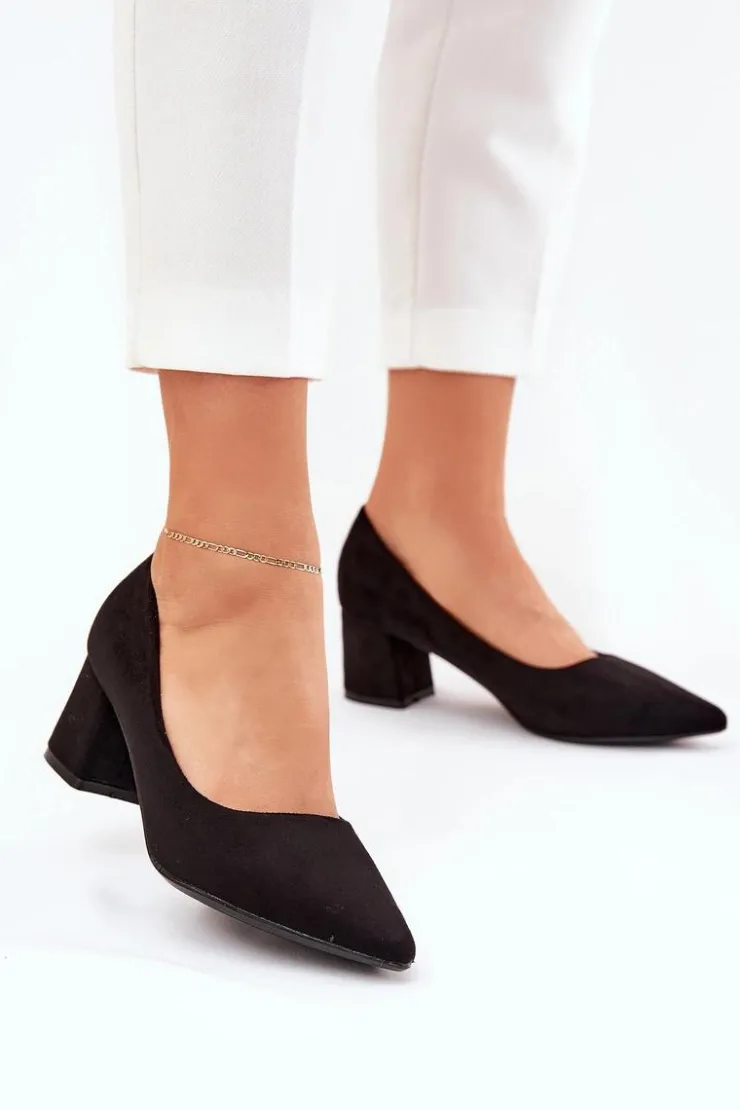 Boto Czółenka Zamszowe|Czółenka Na Słupku*Czółenka Damskie Ze Szpiczastymi Noskami Na Słupku Czarne Merinette