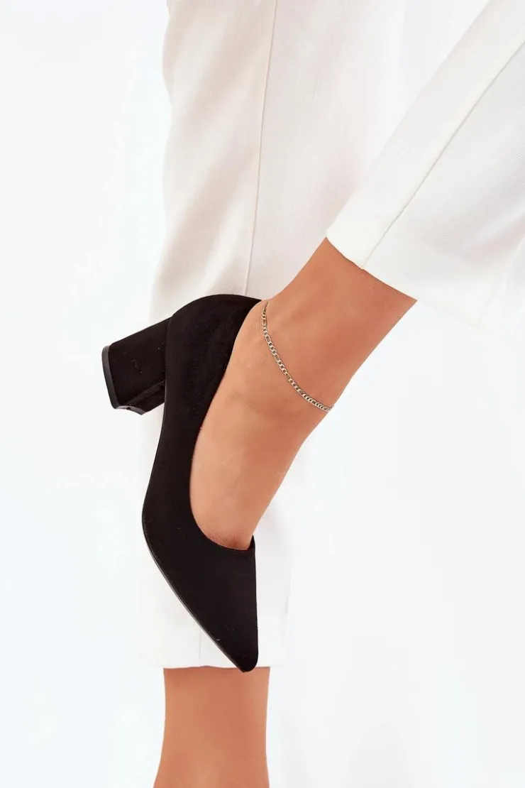 Boto Czółenka Zamszowe|Czółenka Na Słupku*Czółenka Damskie Ze Szpiczastymi Noskami Na Słupku Czarne Merinette