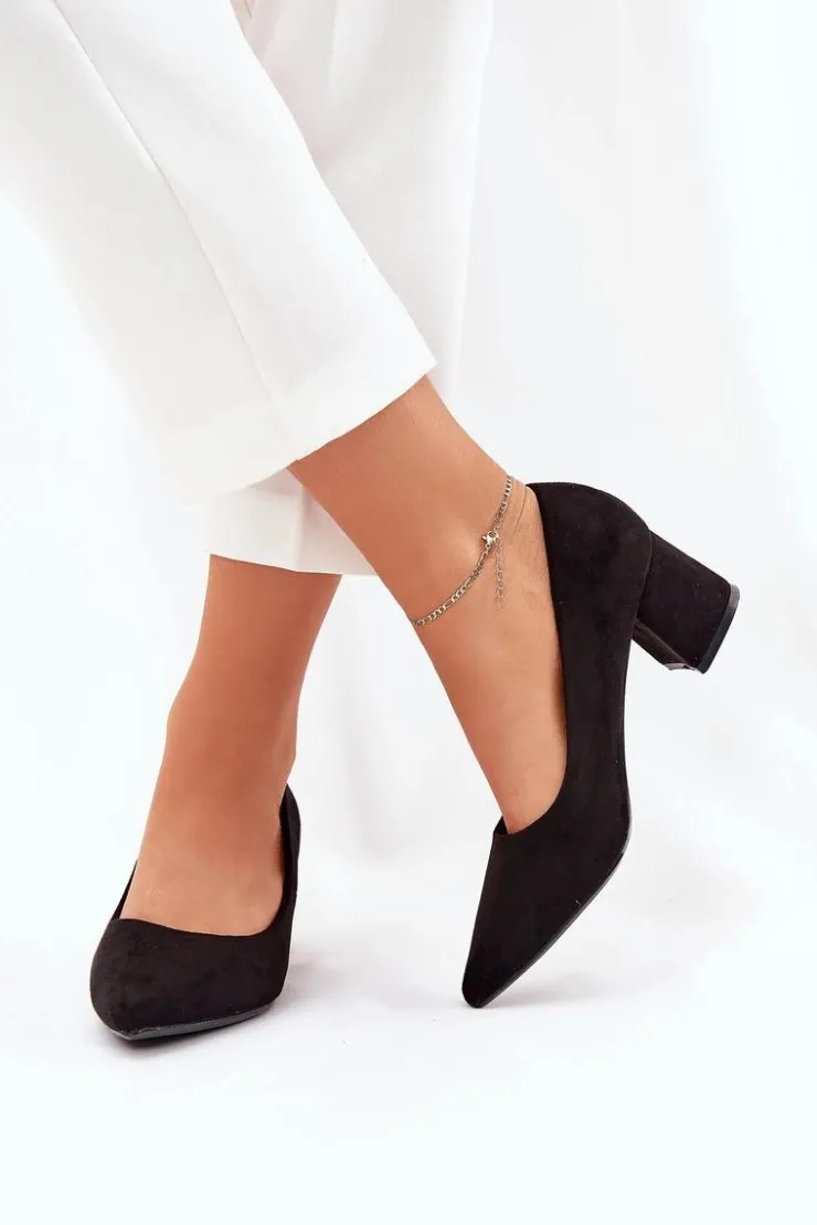 Boto Czółenka Zamszowe|Czółenka Na Słupku*Czółenka Damskie Ze Szpiczastymi Noskami Na Słupku Czarne Merinette