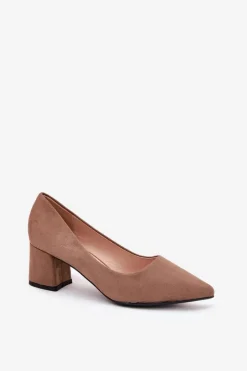 Damskie Boto Czółenka Damskie Ze Szpiczastymi Noskami Na Słupku Khaki Merinette