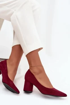 Boto Czółenka Zamszowe|Czółenka Na Słupku*Czółenka Damskie Ze Szpiczastymi Noskami Na Słupku Bordowe Pavira Czerwony