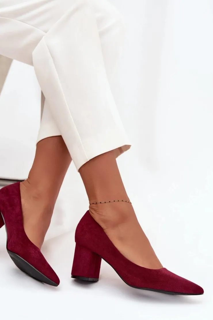 Boto Czółenka Zamszowe|Czółenka Na Słupku*Czółenka Damskie Ze Szpiczastymi Noskami Na Słupku Bordowe Pavira Czerwony