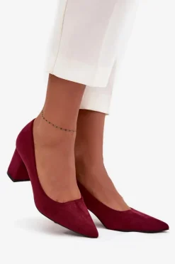 Boto Czółenka Zamszowe|Czółenka Na Słupku*Czółenka Damskie Ze Szpiczastymi Noskami Na Słupku Bordowe Pavira Czerwony