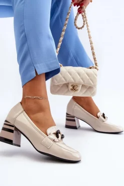 Online Buty damskie Vinceza Czółenka Lakierowane Z Łańcuchem Beżowe Paliotte