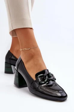 Damskie Buty damskie Vinceza Czółenka Lakierowane Z Łańcuchem Czarne Paliotte