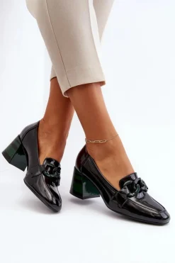 Damskie Buty damskie Vinceza Czółenka Lakierowane Z Łańcuchem Czarne Paliotte