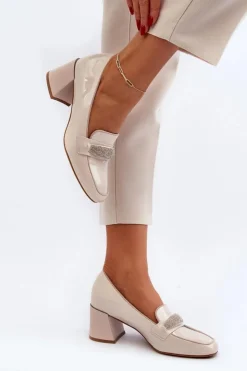 Damskie Buty damskie Vinceza Czółenka Lakierowane Z Ozdobą Beżowe Samassa