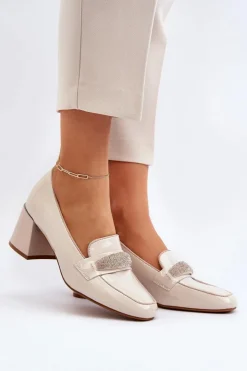 Damskie Buty damskie Vinceza Czółenka Lakierowane Z Ozdobą Beżowe Samassa