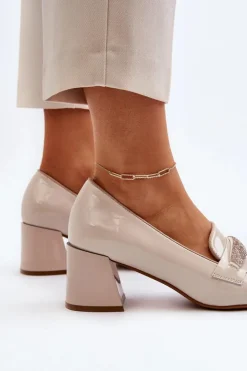 Damskie Buty damskie Vinceza Czółenka Lakierowane Z Ozdobą Beżowe Samassa