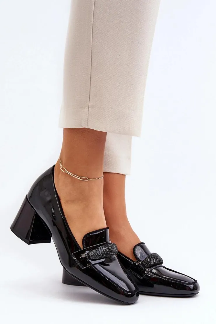 Discount Buty damskie Vinceza Czółenka Lakierowane Z Ozdobą Czarne Samassa