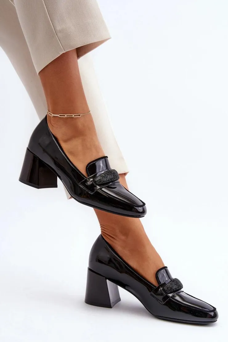 Discount Buty damskie Vinceza Czółenka Lakierowane Z Ozdobą Czarne Samassa