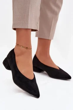 Boto Czółenka Klasyczne|Czółenka Zamszowe*Czółenka Na Klocku Z Eko Zamsz Czarne Karielle