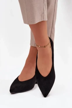 Boto Czółenka Klasyczne|Czółenka Zamszowe*Czółenka Na Klocku Z Eko Zamsz Czarne Karielle