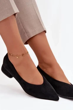 Boto Czółenka Klasyczne|Czółenka Zamszowe*Czółenka Na Klocku Z Eko Zamsz Czarne Karielle