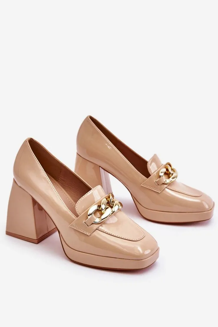 Damskie Buty damskie Vinceza Czółenka Na Masywnym Obcasie Beżowe Nataly