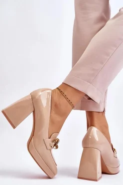 Damskie Buty damskie Vinceza Czółenka Na Masywnym Obcasie Beżowe Nataly