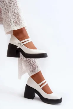 Boto Czółenka Na Platformie|Czółenka Na Słupku*Czółenka Na Masywnym Obcasie Lakierowane Białe Halmina