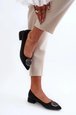 Sale Damskie buty S.Barski Czółenka Na Niskim Obcasie Z Eko Zamszu S.Barski KV27-037 Czarne Czarny