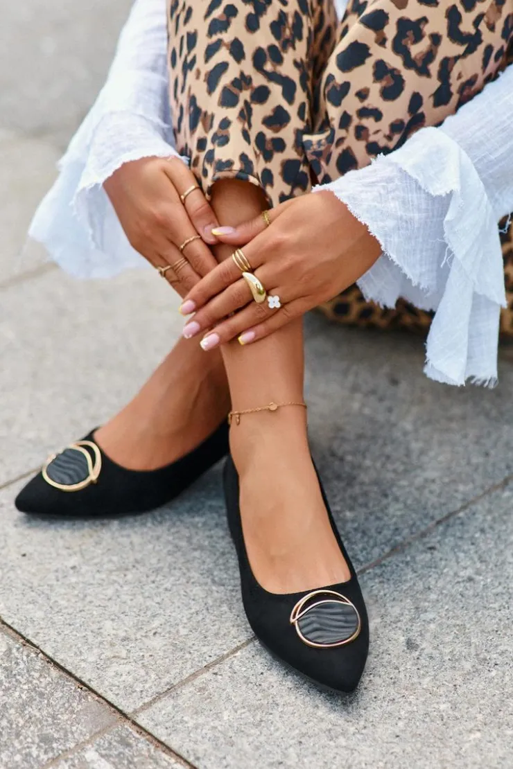 Sale Damskie buty S.Barski Czółenka Na Niskim Obcasie Z Eko Zamszu S.Barski KV27-037 Czarne Czarny