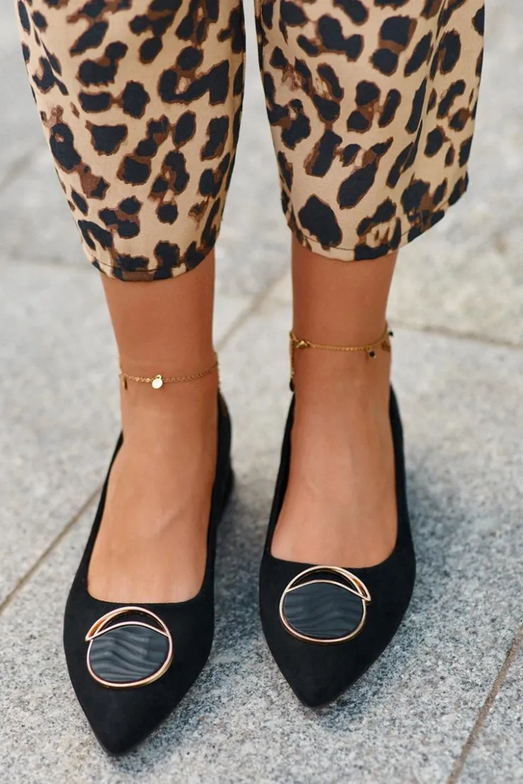 Sale Damskie buty S.Barski Czółenka Na Niskim Obcasie Z Eko Zamszu S.Barski KV27-037 Czarne Czarny