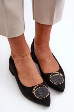 Sale Damskie buty S.Barski Czółenka Na Niskim Obcasie Z Eko Zamszu S.Barski KV27-037 Czarne Czarny