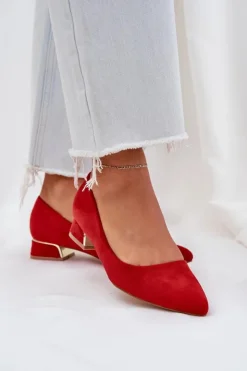 Damskie Boto Czółenka Na Niskim Obcasie I Szpiczastymi Noskami Czerwone Terilara