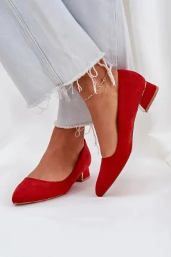 Damskie Boto Czółenka Na Niskim Obcasie I Szpiczastymi Noskami Czerwone Terilara