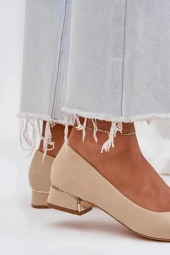 Online Boto Czółenka Na Niskim Obcasie I Szpiczastymi Noskami Beżowe Terilara Beżowy