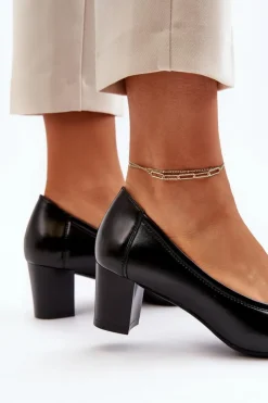 Buty damskie Vinceza Czółenka Na Słupku|Czółenka Klasyczne*Czółenka Na Niskim Słupku Z Ozdobą Czarne Aeliris