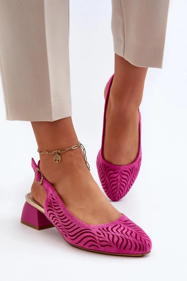 Boto Czółenka Zamszowe|Czółenka Klasyczne*Czółenka Na Obcasie Klocku Fuksja Gemifa