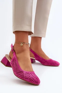 Boto Czółenka Zamszowe|Czółenka Klasyczne*Czółenka Na Obcasie Klocku Fuksja Gemifa