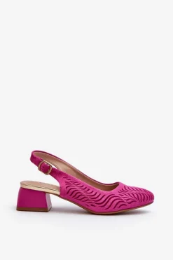 Boto Czółenka Zamszowe|Czółenka Klasyczne*Czółenka Na Obcasie Klocku Fuksja Gemifa