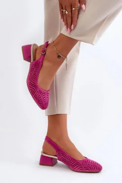 Boto Czółenka Zamszowe|Czółenka Klasyczne*Czółenka Na Obcasie Klocku Fuksja Gemifa