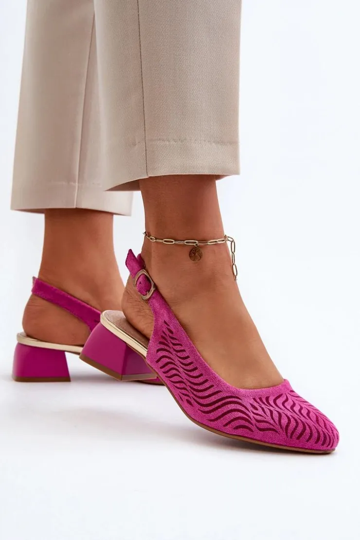 Boto Czółenka Zamszowe|Czółenka Klasyczne*Czółenka Na Obcasie Klocku Fuksja Gemifa