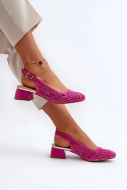 Boto Czółenka Zamszowe|Czółenka Klasyczne*Czółenka Na Obcasie Klocku Fuksja Gemifa