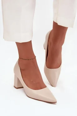 Outlet Boto Czółenka Na Słupkowym Obcasie Ze Szpiczastymi Noskami Jasnobeżowe Ryvessa Beżowy
