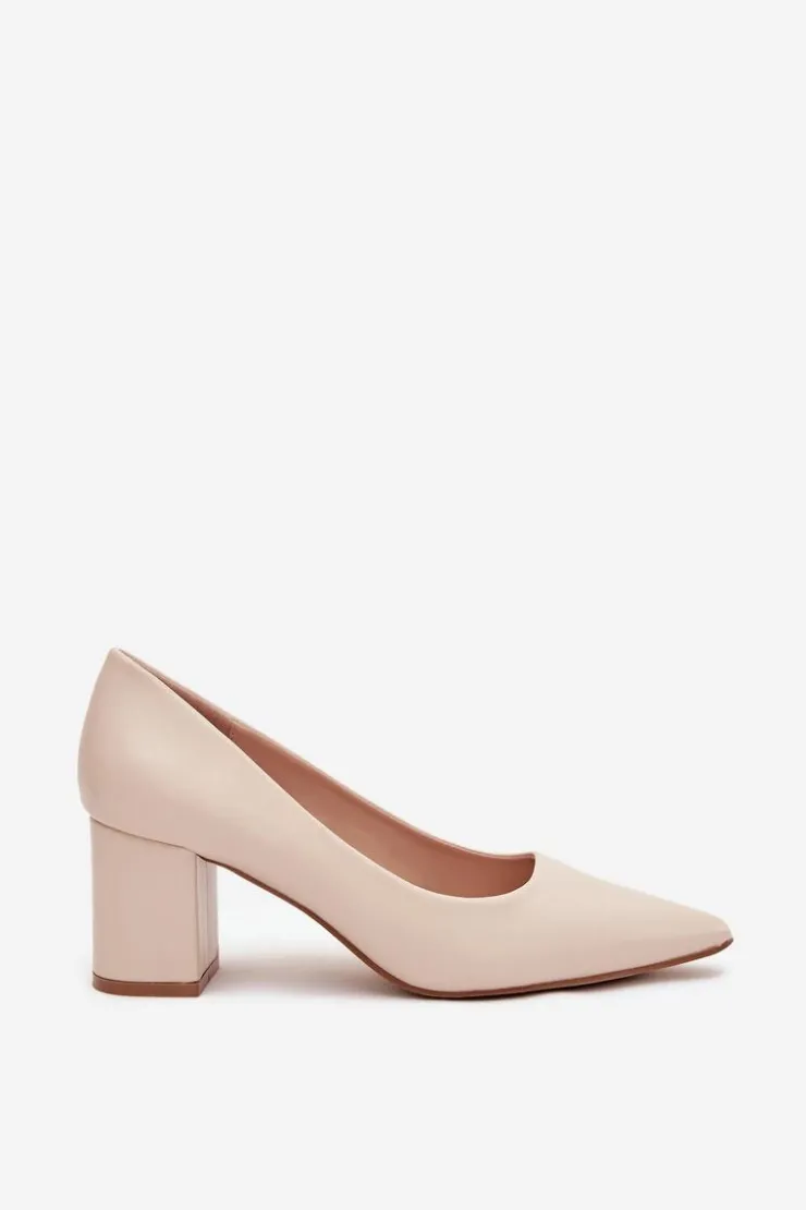 Outlet Boto Czółenka Na Słupkowym Obcasie Ze Szpiczastymi Noskami Jasnobeżowe Ryvessa Beżowy