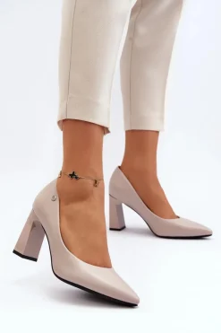 Best Buty damskie Vinceza Czółenka Na Słupku Eko Skóra Szare Giseleni