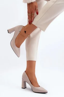 Best Buty damskie Vinceza Czółenka Na Słupku Eko Skóra Szare Giseleni