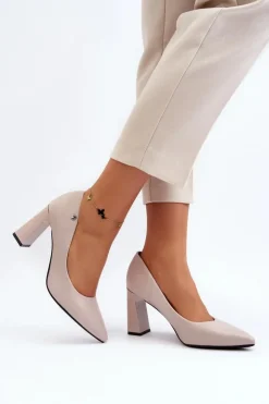 Best Buty damskie Vinceza Czółenka Na Słupku Eko Skóra Szare Giseleni