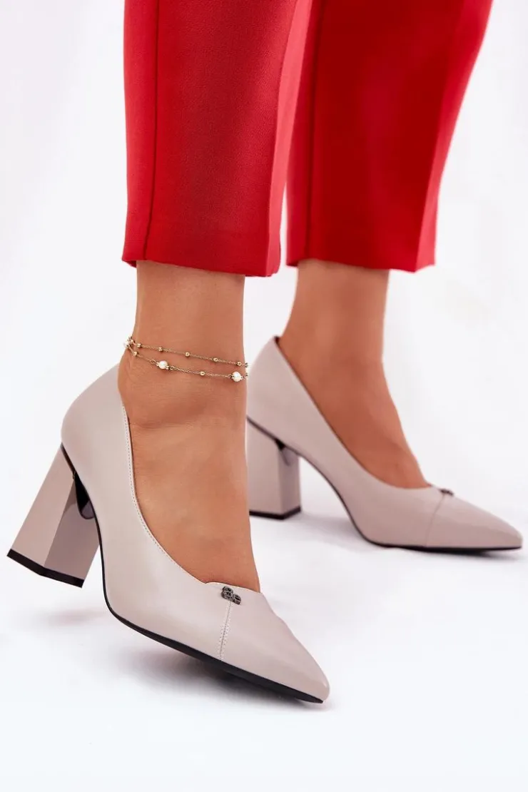 Damskie Buty damskie Vinceza Czółenka Na Słupku Eleganckie Vinceza 62224 Szare