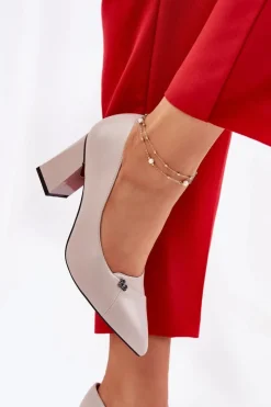 Damskie Buty damskie Vinceza Czółenka Na Słupku Eleganckie Vinceza 62224 Szare