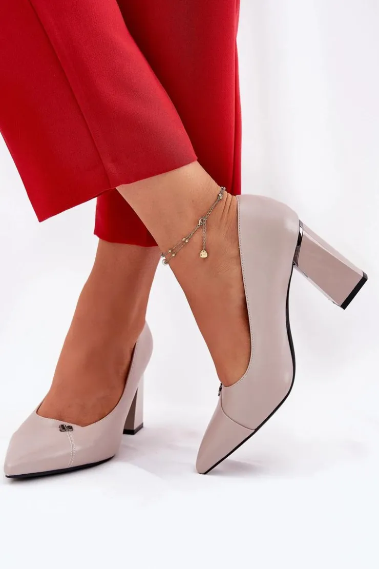Damskie Buty damskie Vinceza Czółenka Na Słupku Eleganckie Vinceza 62224 Szare