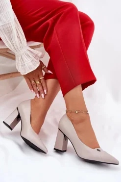 Damskie Buty damskie Vinceza Czółenka Na Słupku Eleganckie Vinceza 62224 Szare