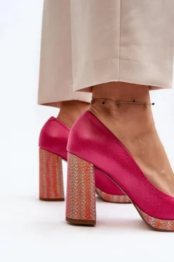 Laura Messi Czółenka Na Słupku 2746 Różowe Różowy